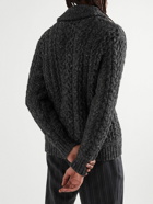 RRL - Shawl-Collar Cable-Knit Cotton and Linen-Blend Cardigan - Gray