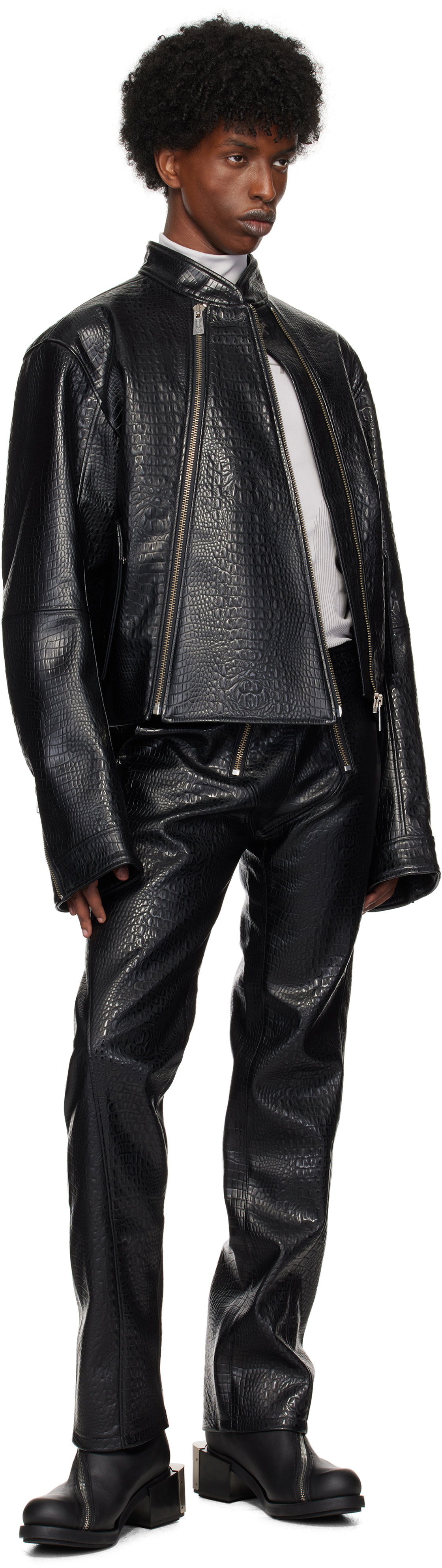 GmbH Black Talj Faux-Leather Trousers