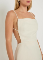 Calvin Klein Henrietta Open-back Canvas Mini Dress Off White