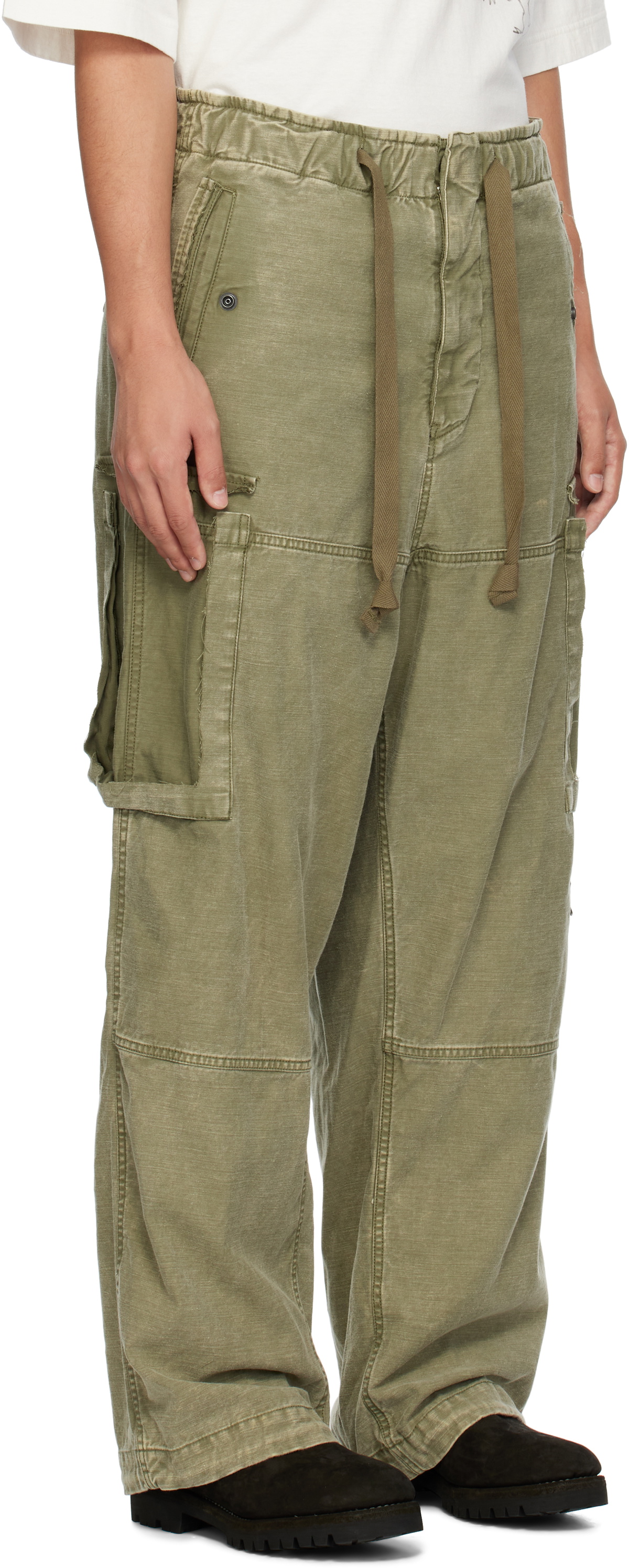 Maison MIHARA YASUHIRO Khaki Cotton Satin Cargo Pants Maison 
