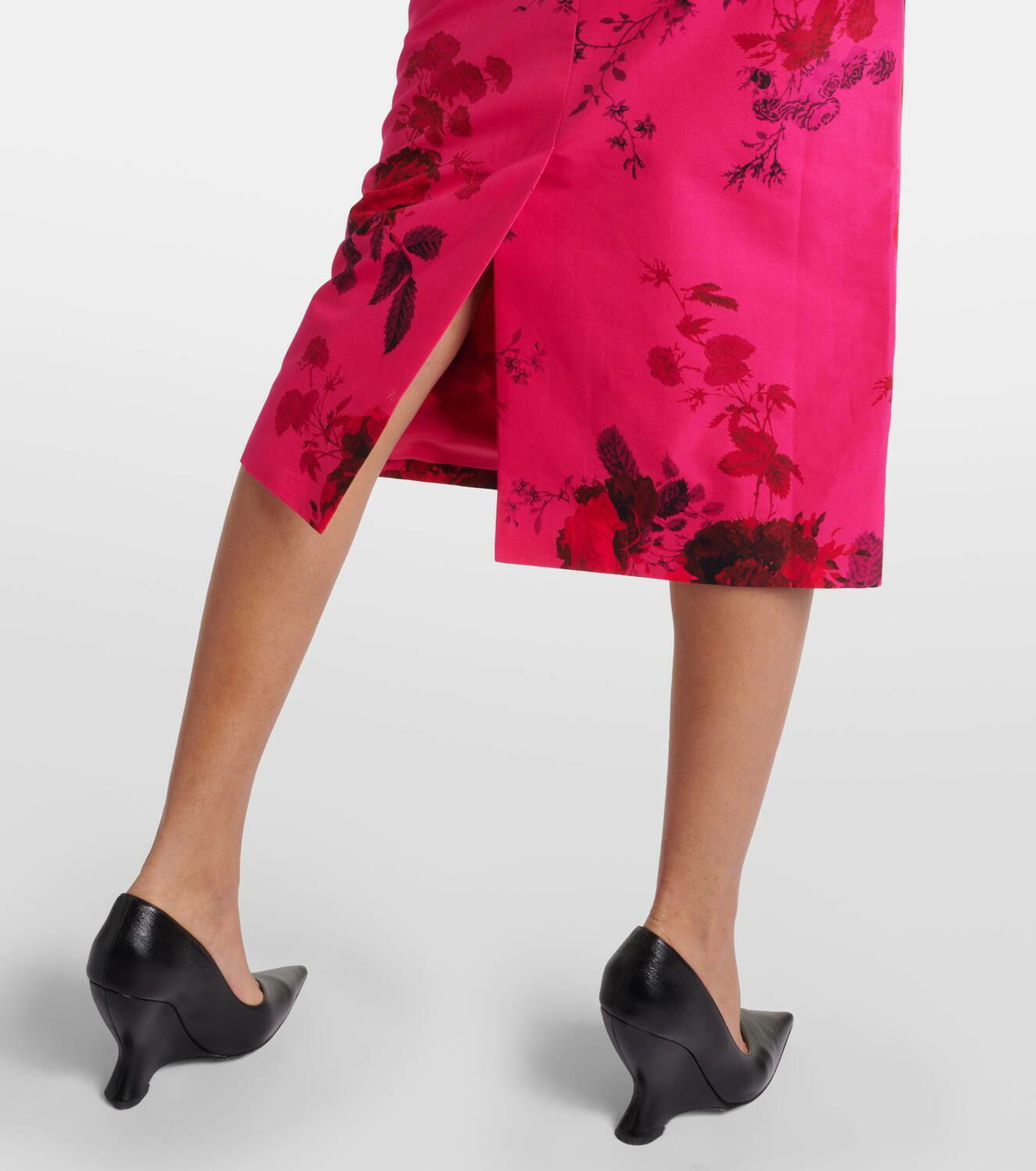 Erdem Floral cotton faille pencil skirt