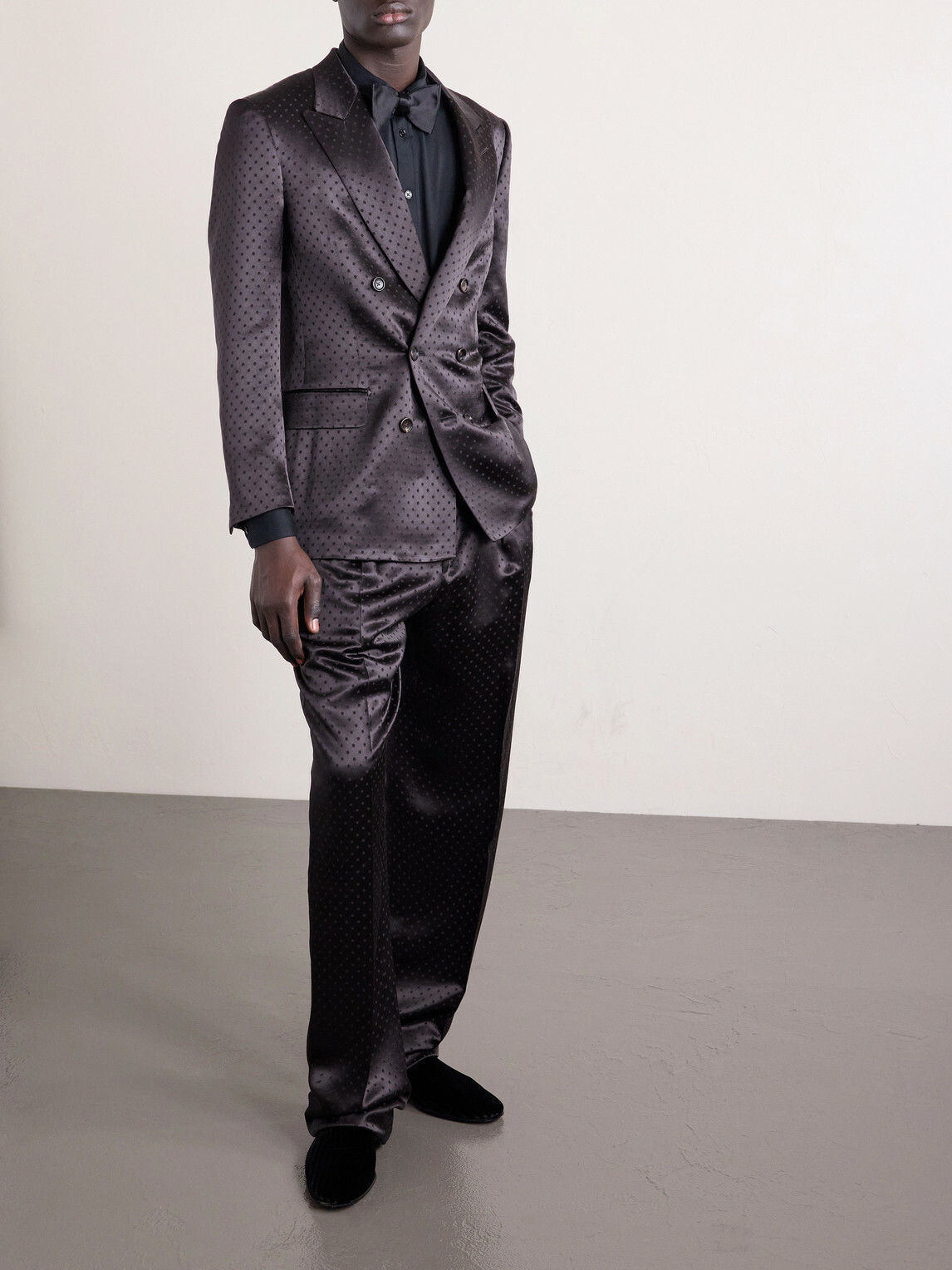 TOM FORD - Double-Breasted Polka-Dot Satin-Jacquard Tuxedo Jacket - Brown