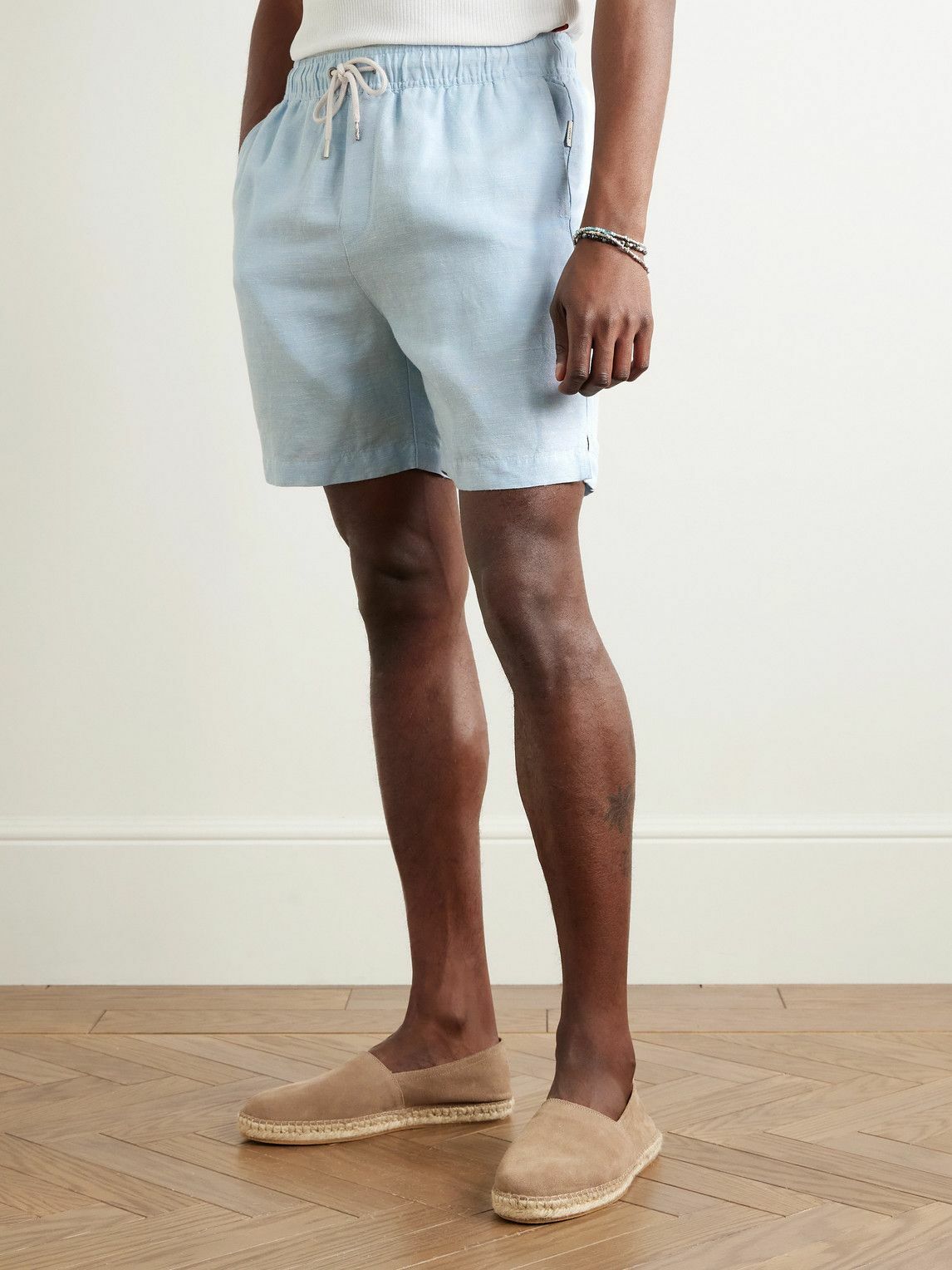 Onia - Air Straight-Leg Linen and Lyocell-Blend Drawstring Shorts - Blue
