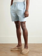 Onia - Air Straight-Leg Linen and Lyocell-Blend Drawstring Shorts - Blue