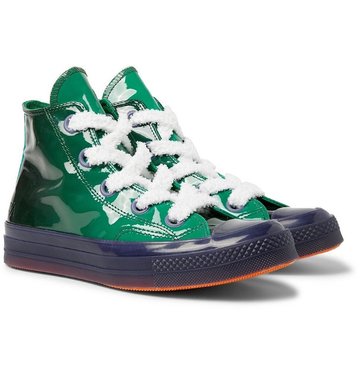 Photo: Converse - JW Anderson 1970s Chuck Taylor All Star Dégradé Patent-Leather High-Top Sneakers - Men - Green