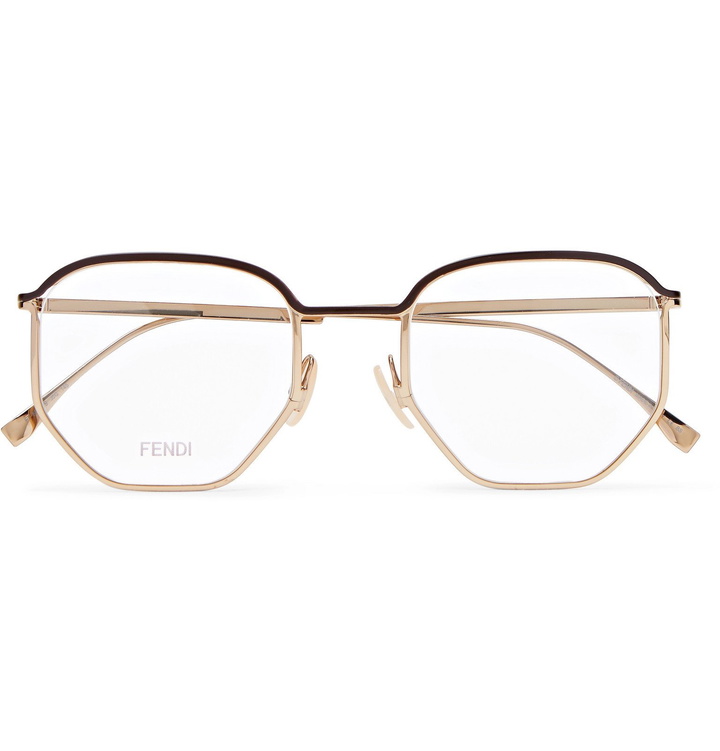 Photo: Fendi - Round-Frame Acetate-Trimmed Gold-Tone Metal Optical Glasses - Gold