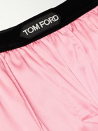 TOM FORD - Straight-Leg Velvet-Trimmed Silk-Blend Pyjama Trousers - Pink