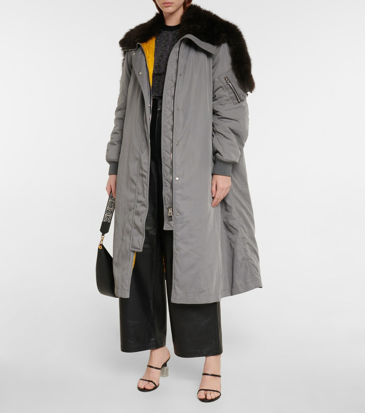 Loewe Faux fur-trimmed coat Loewe