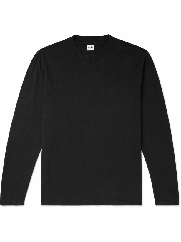 Photo: NN07 - Adam 3266 Linen and Cotton-Blend Jersey T-Shirt - Black