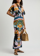 Lug Von Siga Marina Printed Satin Midi Dress Multicoloured