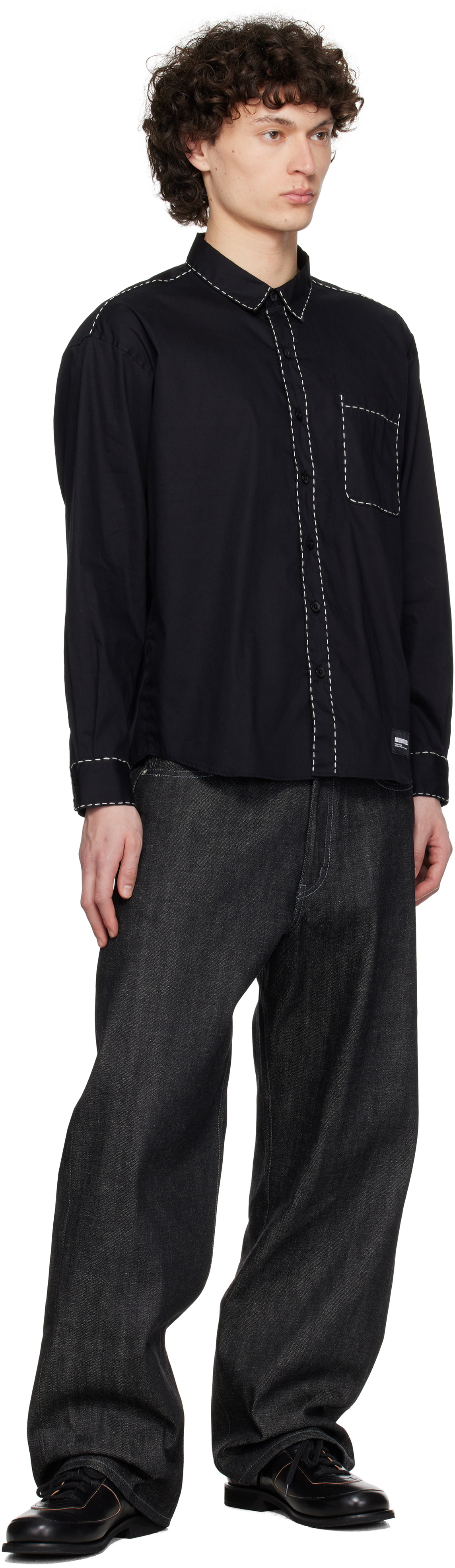 トップス NEIGHBORHOOD HAND STITCHING SHIRT LS Neighborhood Black Hand Stitching LS Shirt Neighborhood
