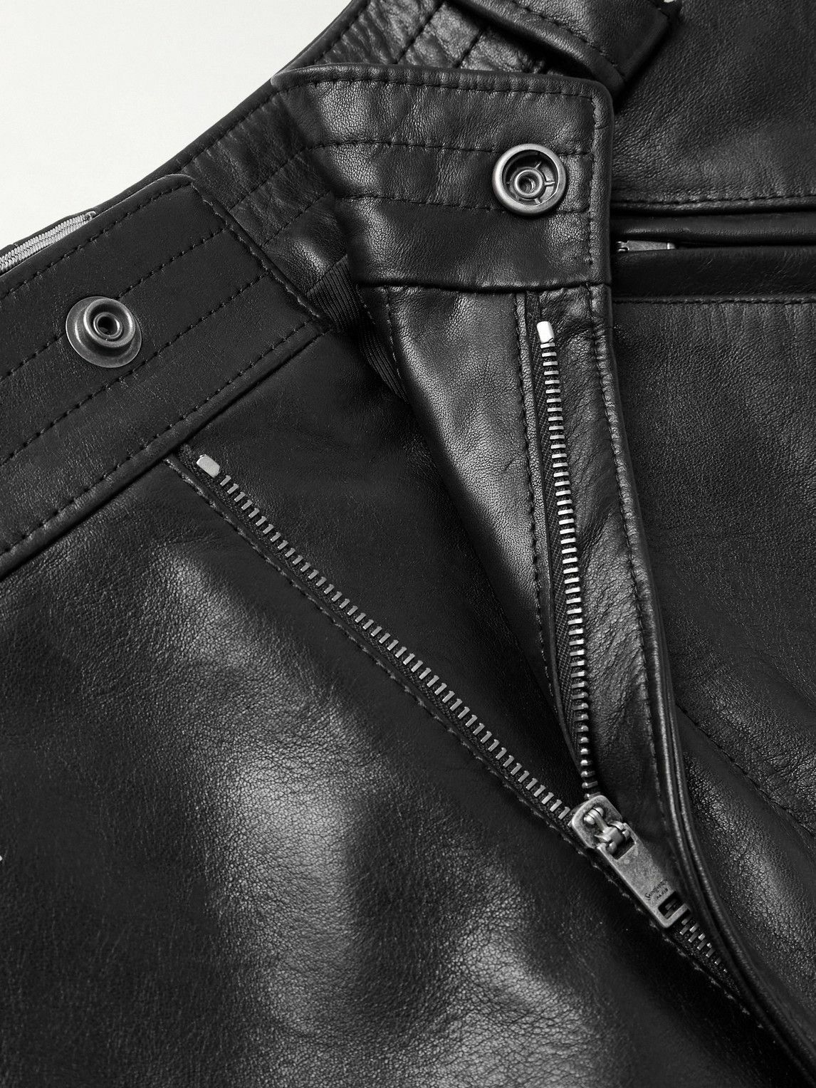 SAINT LAURENT - Tapered Leather Trousers - Black