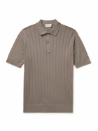 John Smedley - Ribbed Sea Island Cotton Polo Shirt - Brown