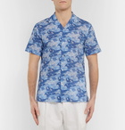 Altea - Slim-Fit Camp-Collar Printed Cotton Shirt - Men - Blue