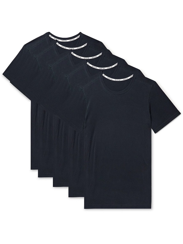 Photo: Hamilton And Hare - Five-Pack Cotton-Jersey T-Shirts - Blue