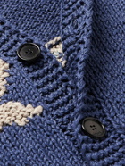 Loewe - Paula's Ibiza Intarsia-Knit Linen, Cotton and Wool-Blend Cardigan - Blue