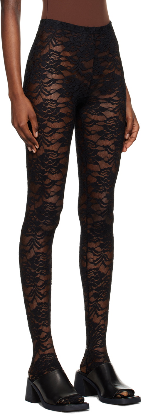 We11done Black Flower Tights