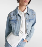 Self-Portrait Crystal-embellished denim jacket