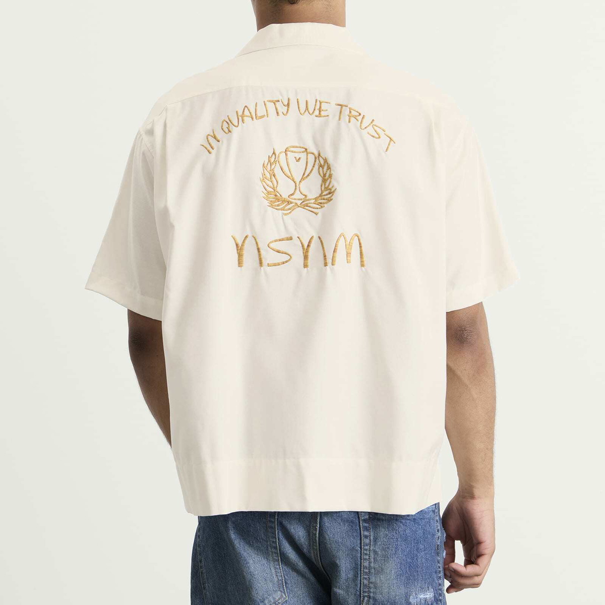 Visvim Men's Copa Silk Short Sleeve Shirt in Ivory Visvim