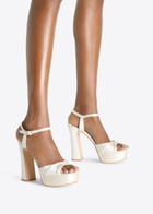 Malone Souliers Keaton 125 Satin Platform Sandals Ivory