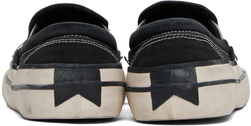 Rhude Black Washed Canvas Slip-On Sneakers