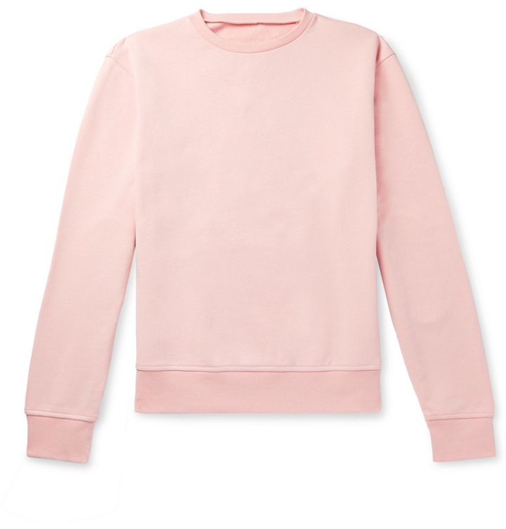 Photo: Maison Margiela - Leather-Trimmed Loopback Organic Cotton-Jersey Sweatshirt - Pink