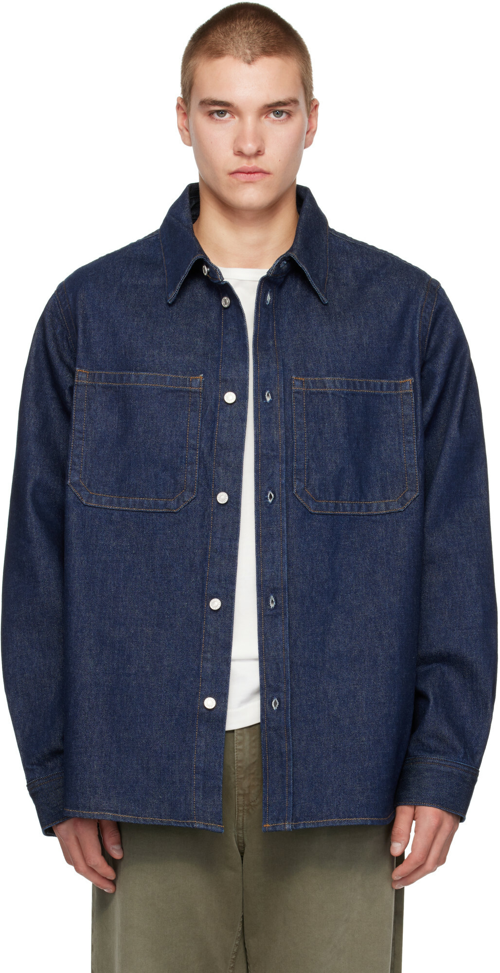 AGOLDE Navy Craven Shirt