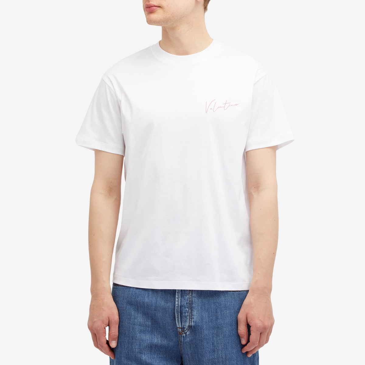 Valentino Men's Logo T-Shirt in Bianco Valentino