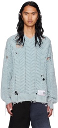 Miharayasuhiro Blue Bleached Sweater