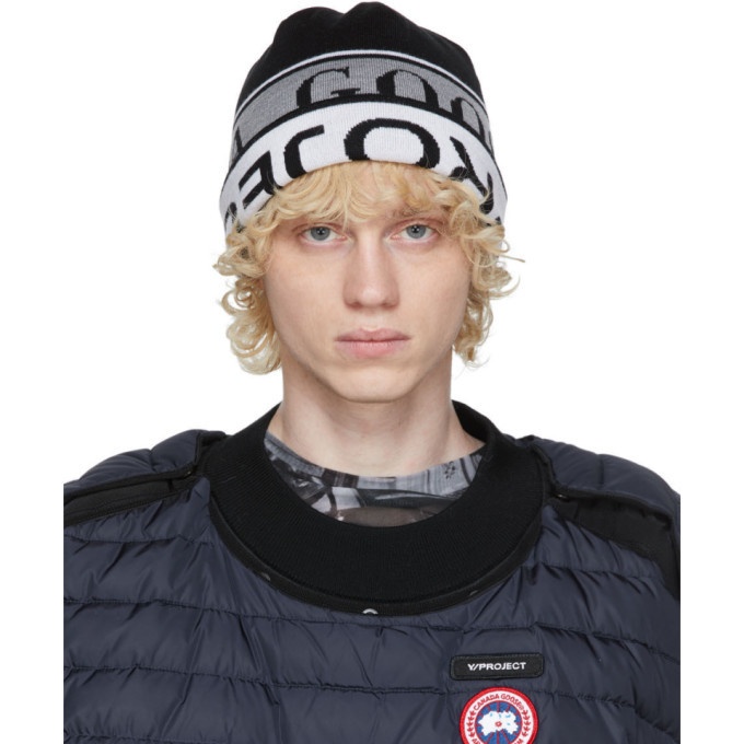 Photo: Y/Project Reversible Black and White Canada Goose Edition Wool Beanie