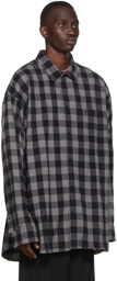 Balenciaga Grey & Black Flannel Snap Shirt
