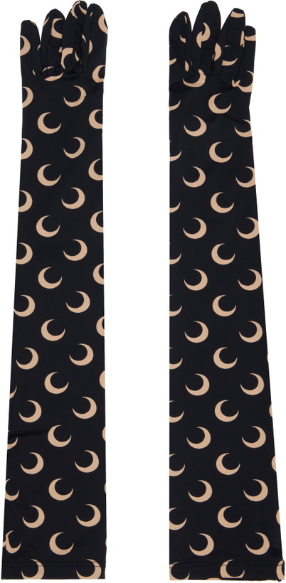 Photo: Marine Serre Black Recycled Moon Jersey Long Gloves