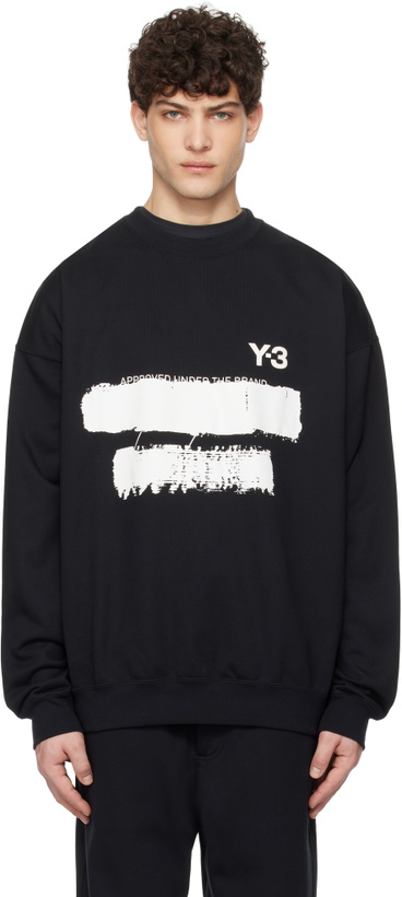Photo: Y-3 Black Graphic Crew Sweatshirt