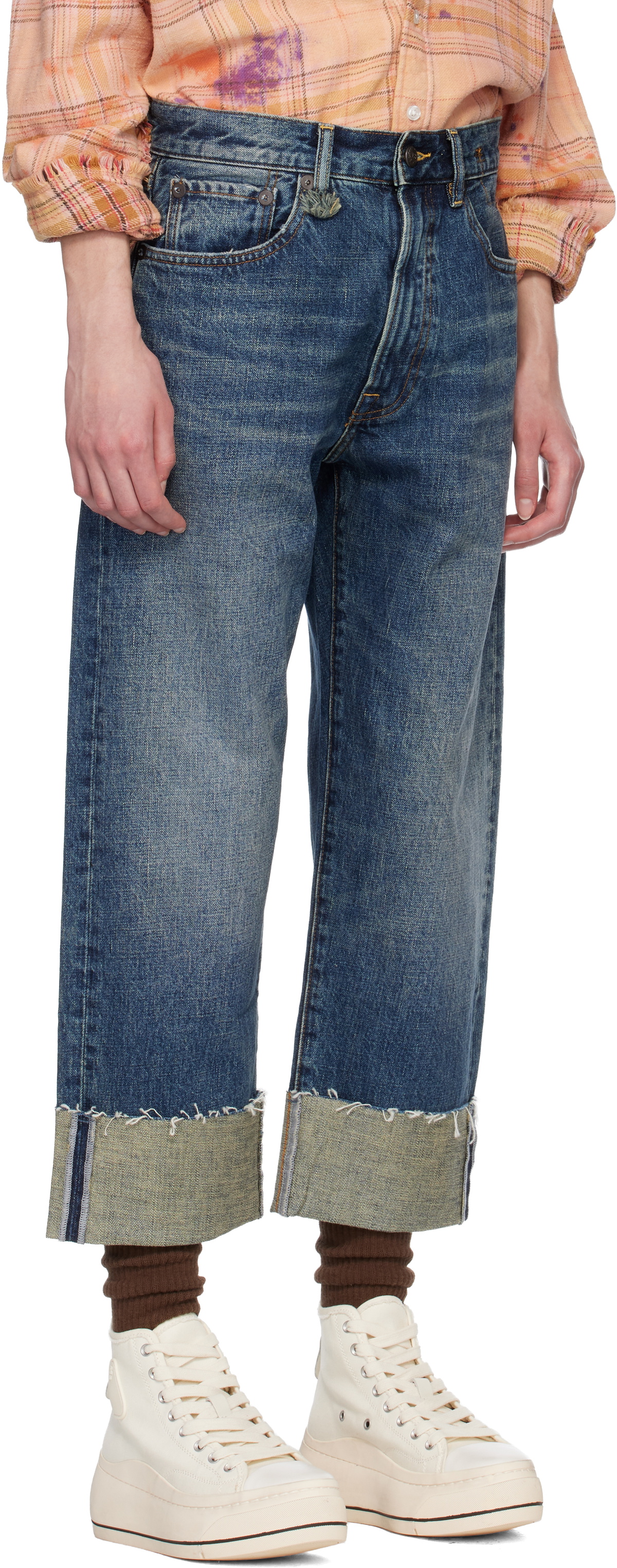 R13 Blue Cuffed X-Boyfriend Jeans