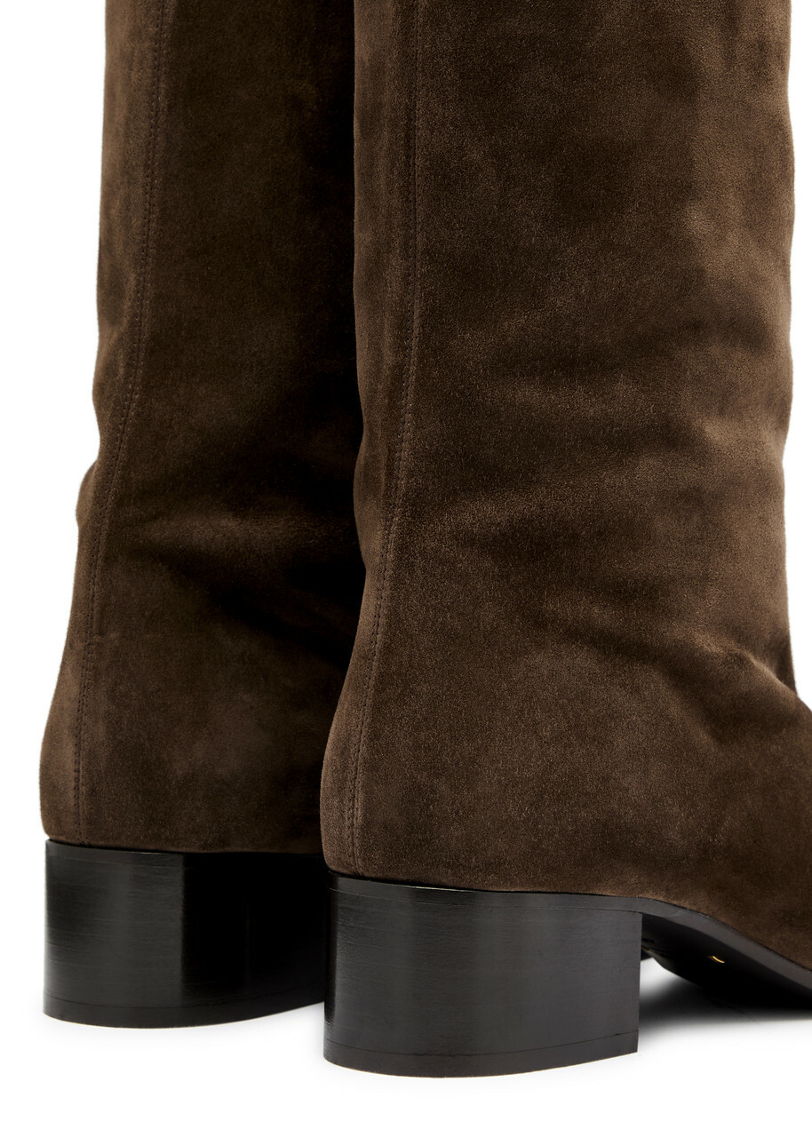 Khaite Andee 40 Suede Knee-high Boots Brown