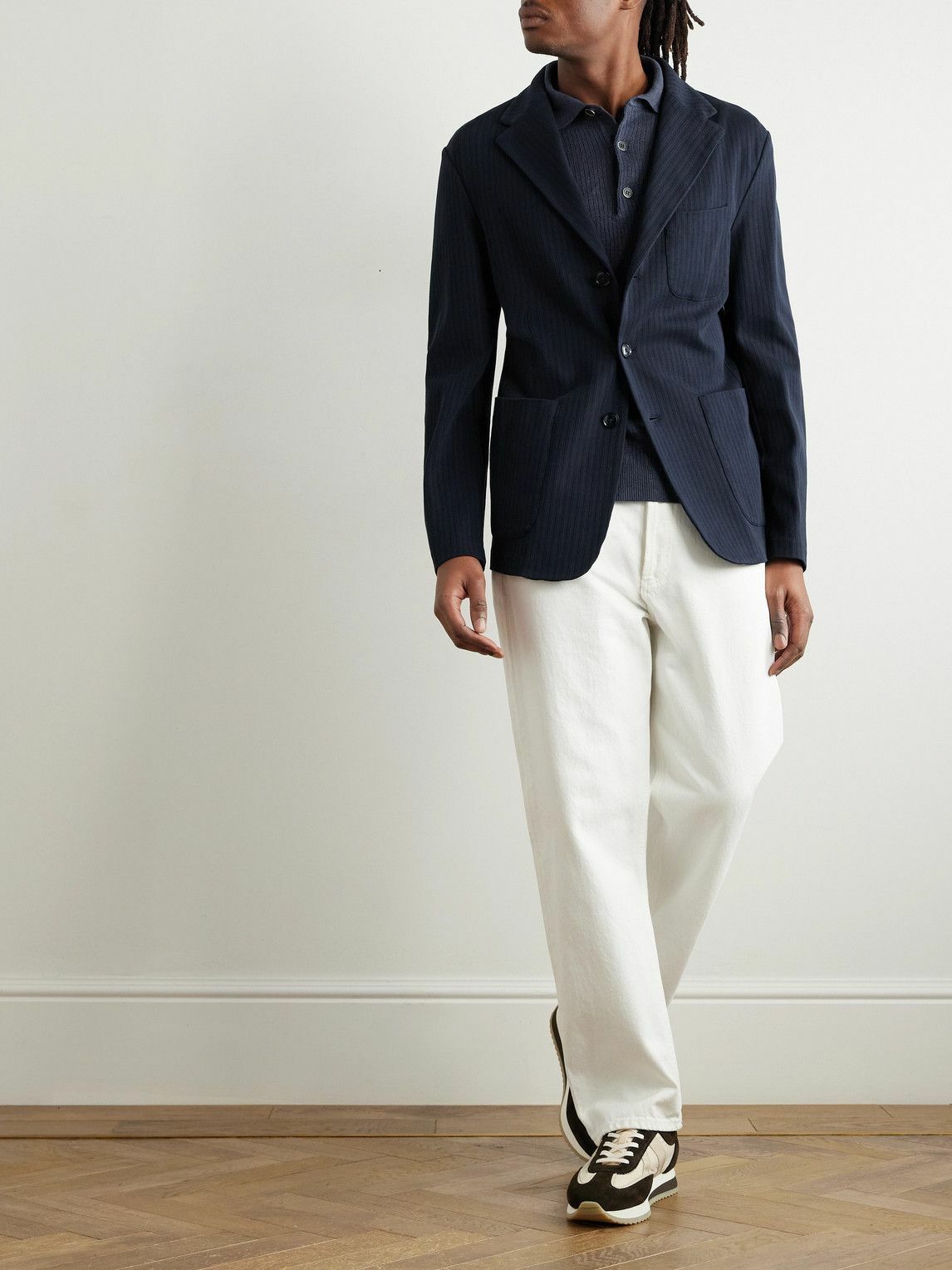 Barena - Torceo Ribbed Cotton-Jersey Blazer - Blue
