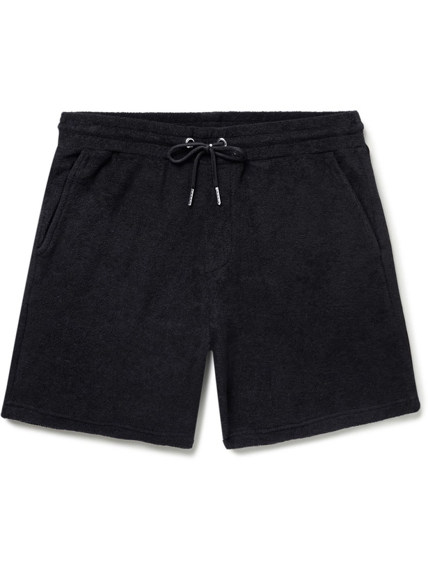 Photo: NN07 - Cameron Slim-Fit Cotton-Terry Drawstring Shorts - Black