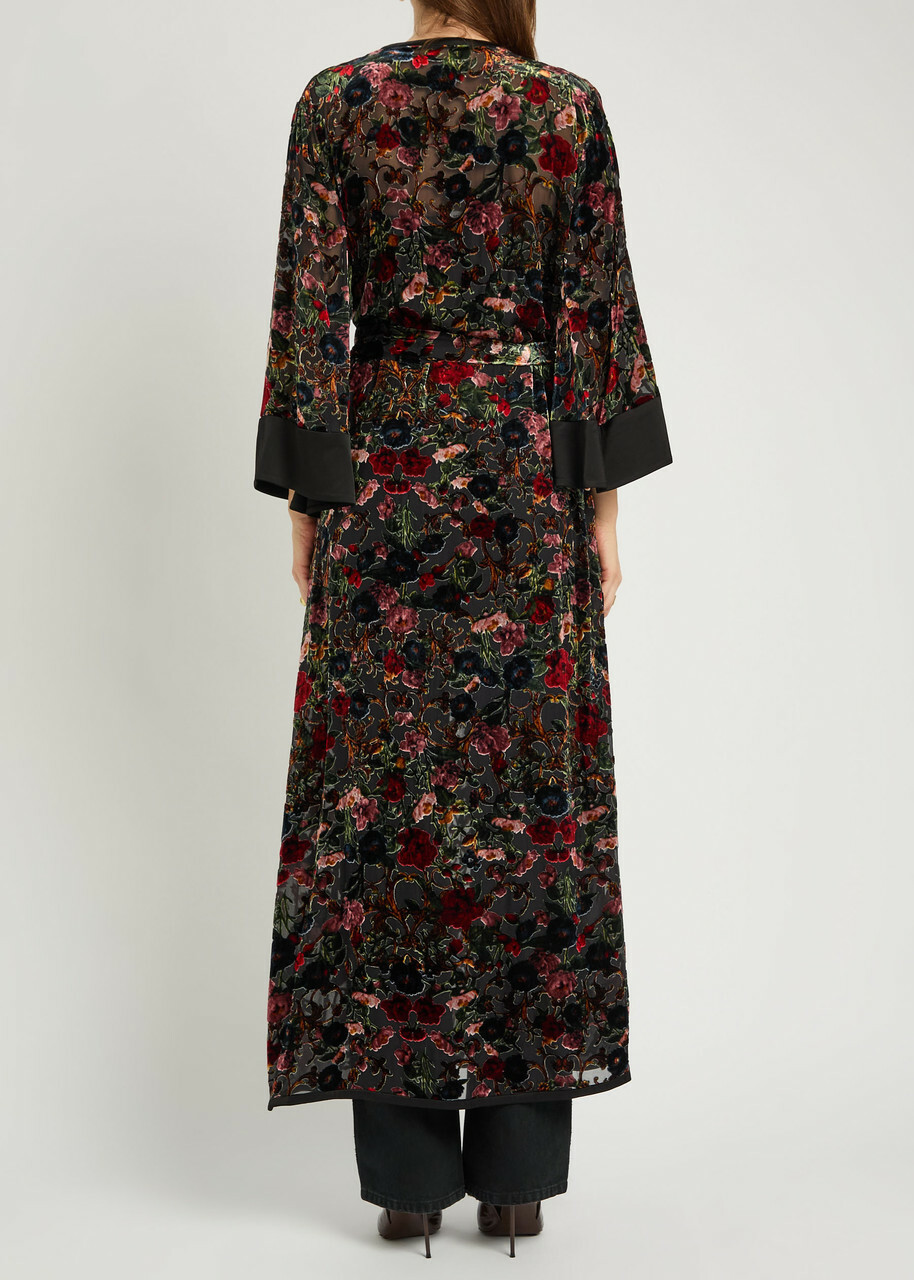 Alice + Olivia Nomi Floral-jacquard Maxi Kimono Black