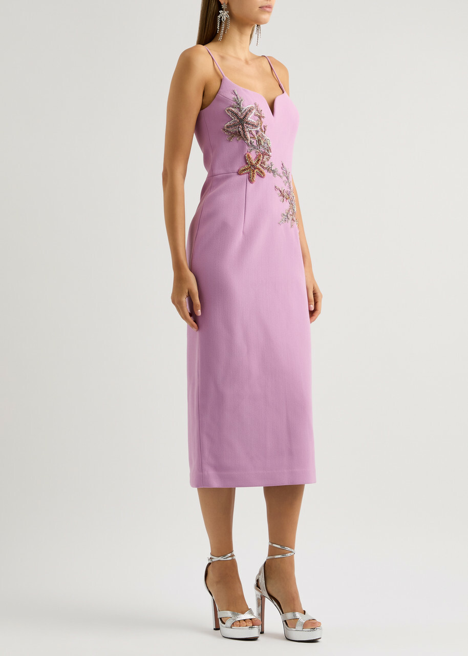 Rebecca Vallance Chantara Embellished Midi Dress Lilac