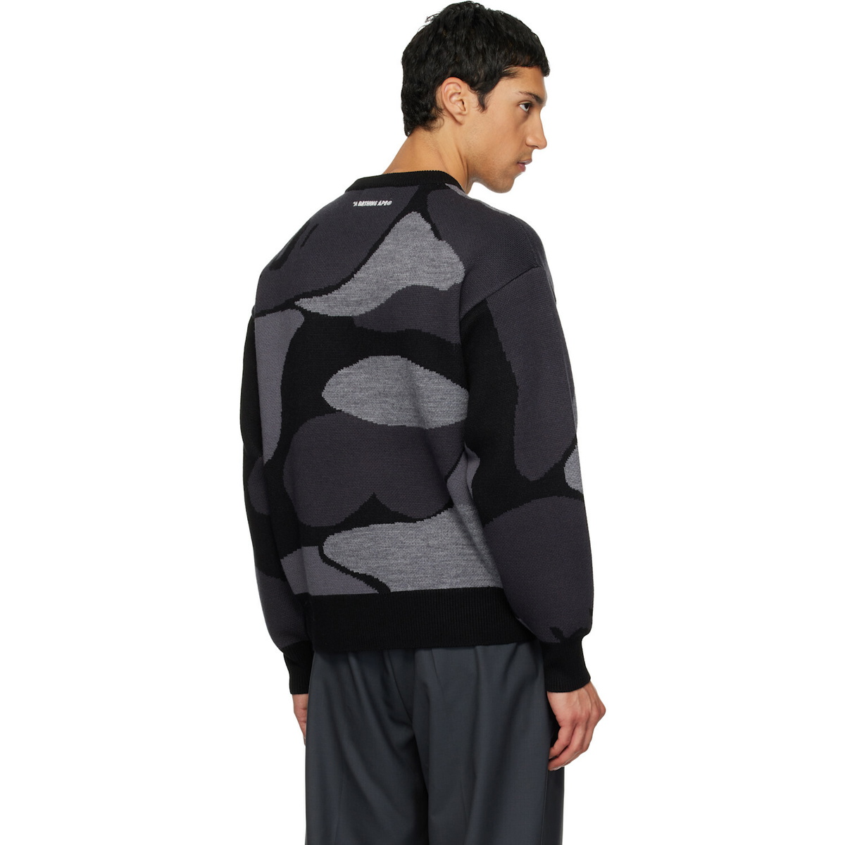 BAPE Black & Gray Mega Abc Camo Knit Crewneck Sweater