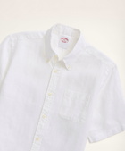 Brooks Brothers Men's Big & Tall Sport Shirt, Short-Sleeve Irish Linen | White