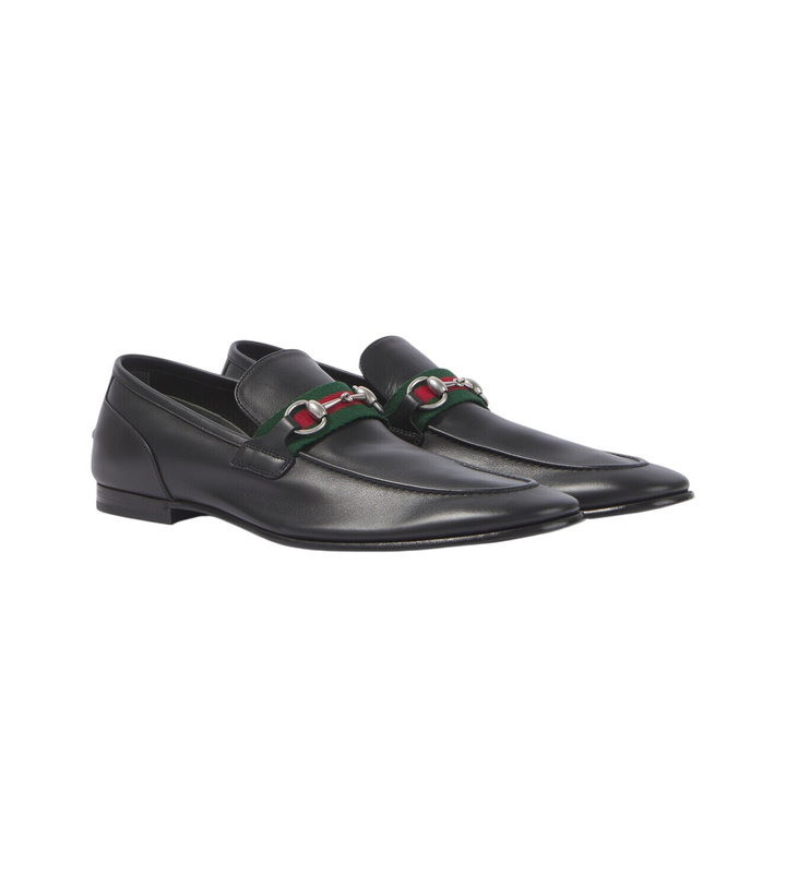 Photo: Gucci Como Horsebit Web Stripe leather loafers