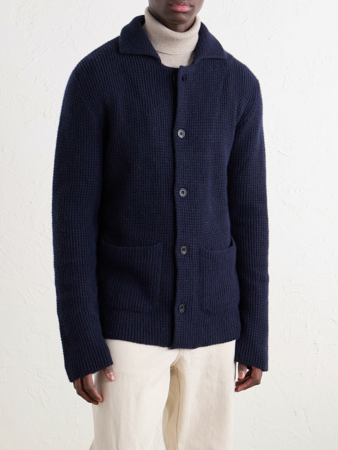 Rubinacci - Waffle-Knit Cashmere Cardigan - Blue
