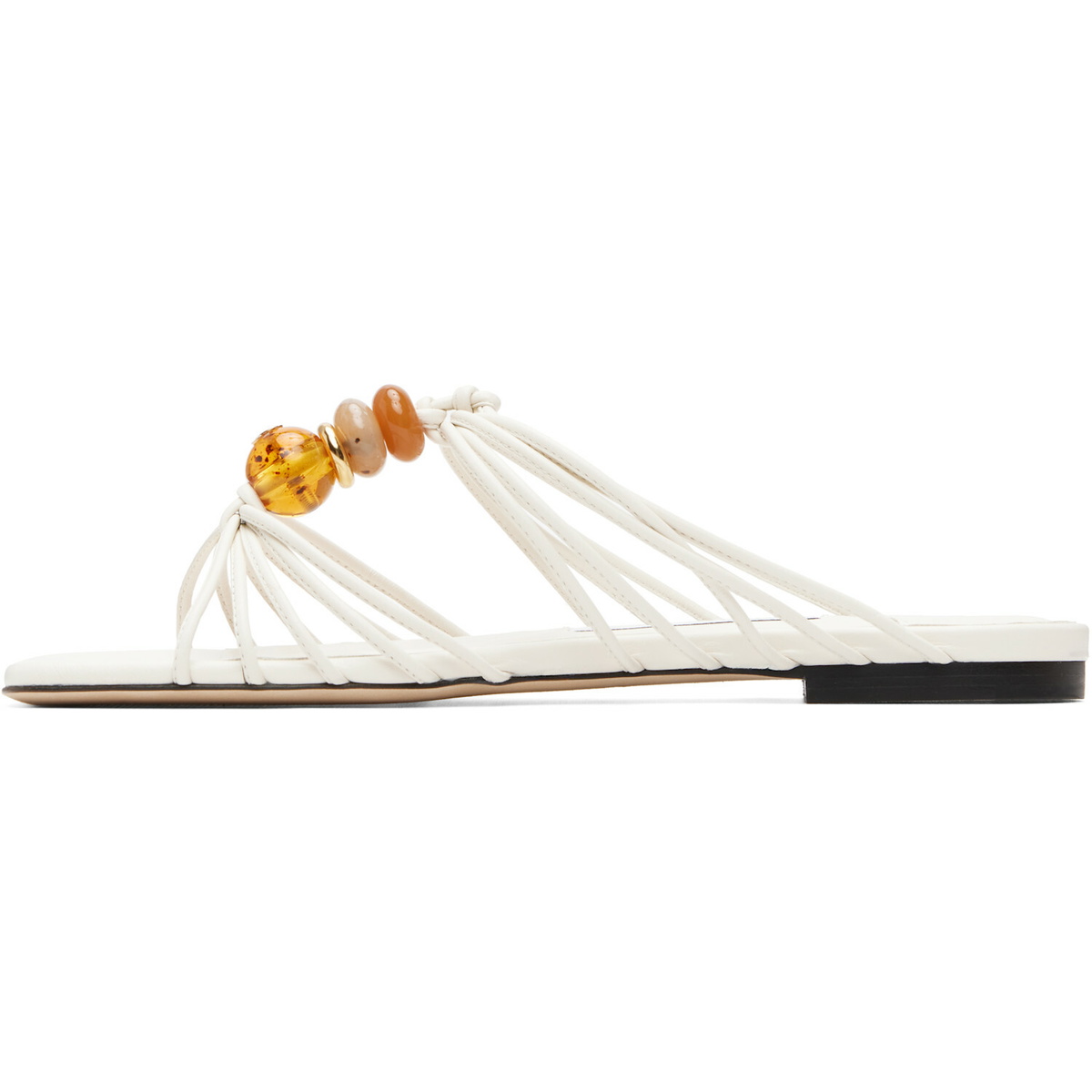 Jimmy Choo White Lova Mule Flat Sandals
