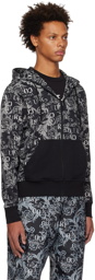 Versace Jeans Couture Black & Gray Printed Hoodie
