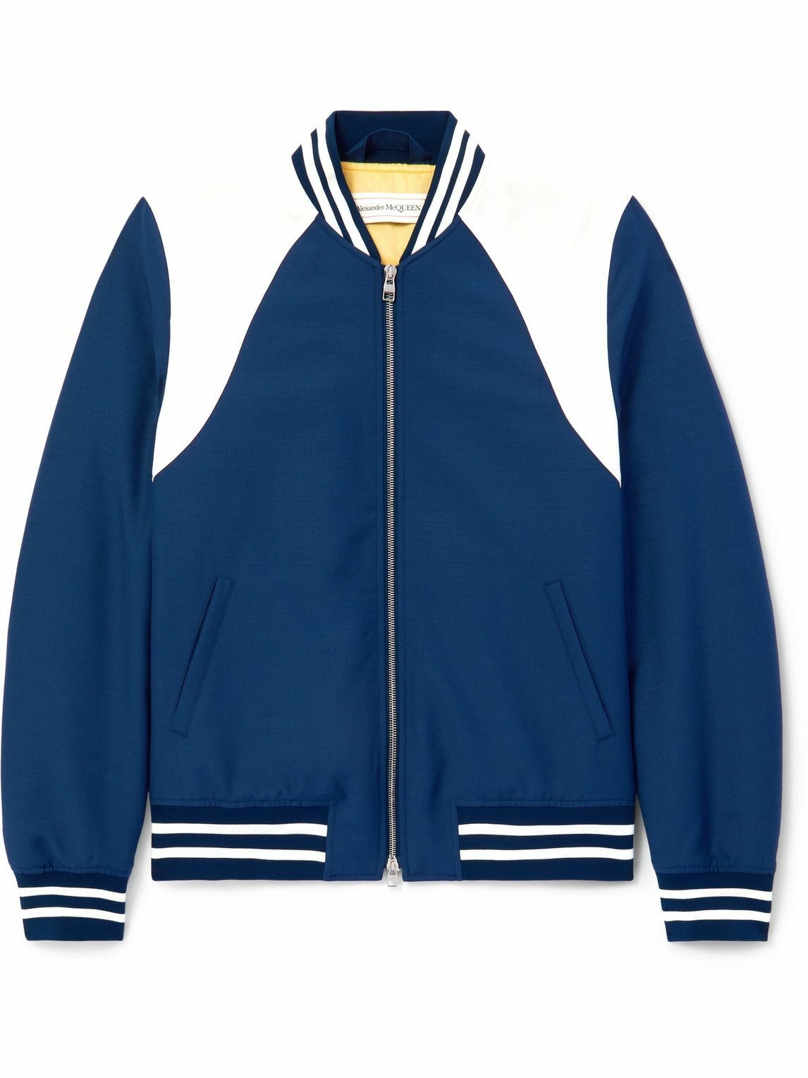 Photo: Alexander McQueen - Panelled Wool and Mohair-Blend Bomber Jacket - Blue