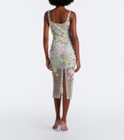 Là Fuori Celeste Jardin embellished midi dress