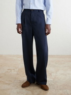 Oliver Spencer - Oxford Straight-Leg Striped Linen Drawstring Trousers - Blue