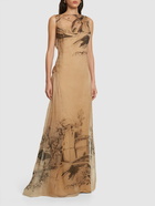 ALBERTA FERRETTI Printed Silk Organza Long Dress