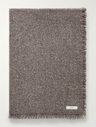 ATON - Logo-Appliquéd Fringed Cashmere-Bouclé Scarf - Brown